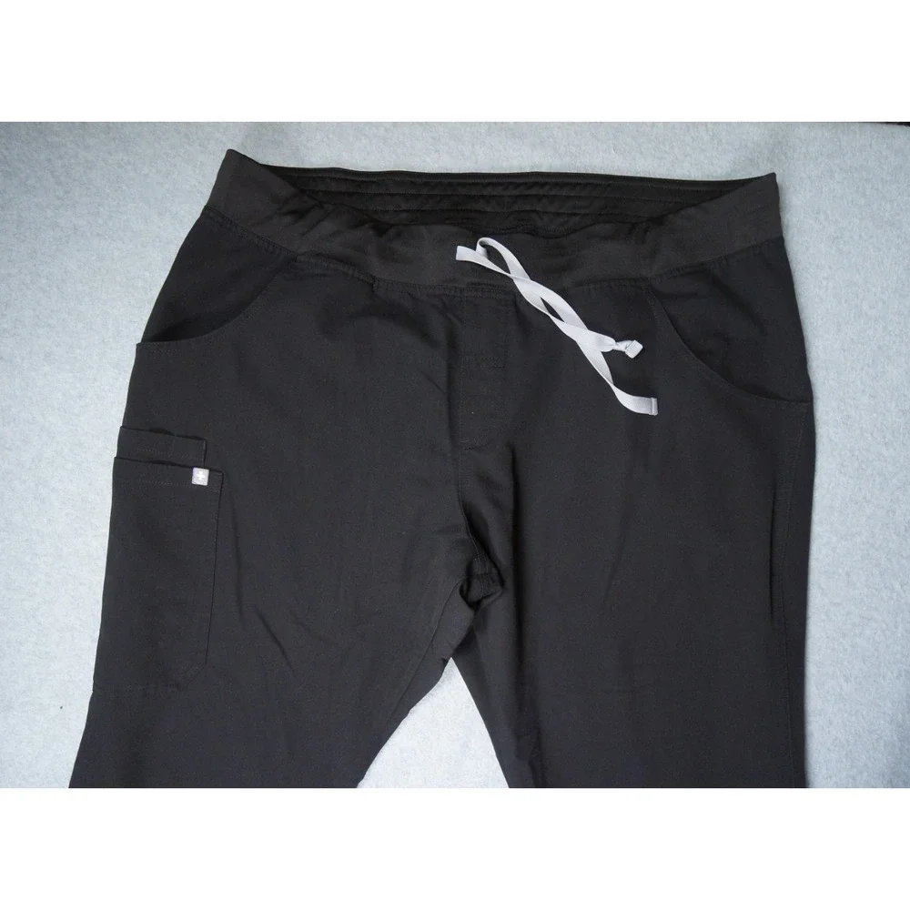 Figs Pants Mens XL Black Scrub Technical Cargo Drawstring Straight Leg Nurse